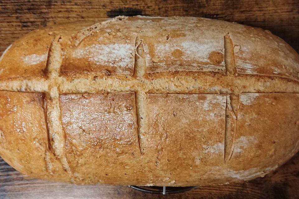 Haferflockenbrot mit Sauerteig