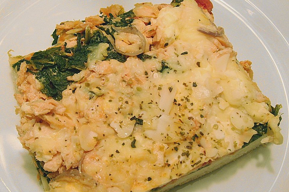 Lachs - Spinat - Pizza