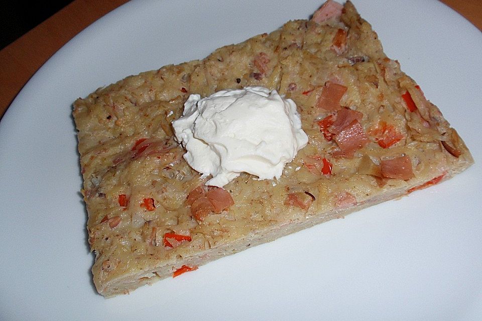 Blech-Reibekuchen mit Schinkenwürfeln