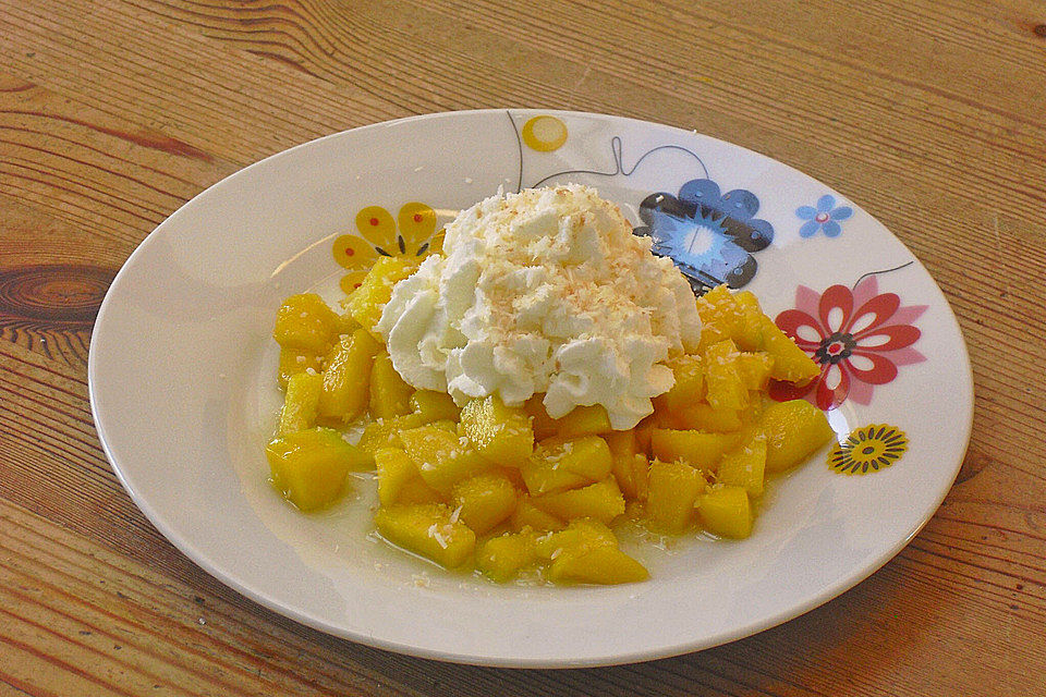 Marinierte Mango mit Kokossahne