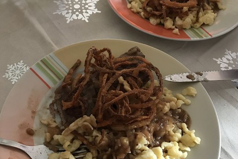 Gedünsteter Zwiebelrostbraten