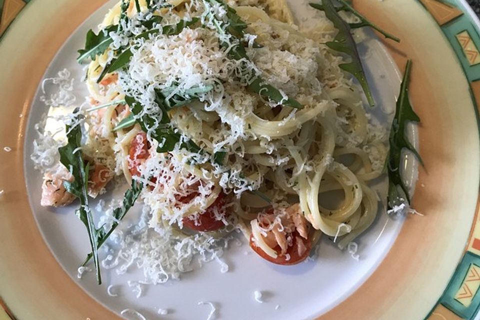 Spaghetti mit Räucherlachs