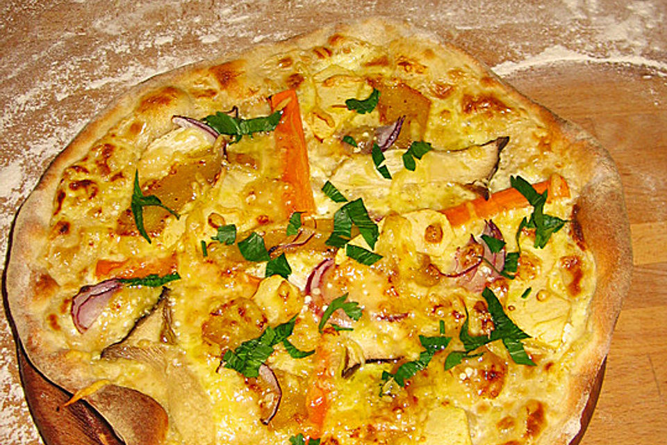 Kürbis - Zwiebel - Pizza