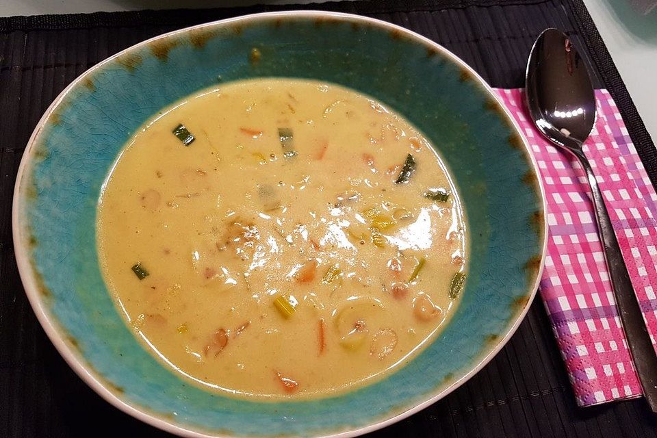 Afrikanische Erdnuss-Lauch-Suppe