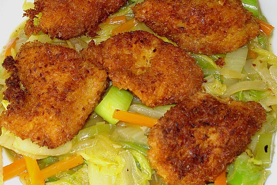 Kokoshühnchen auf Chinakohl