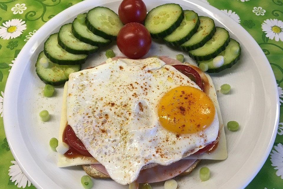 Spiegelei-Brot im Frühling