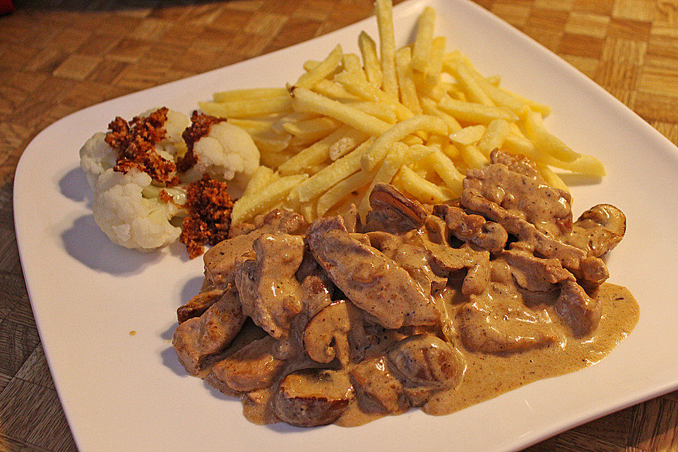 Geschnetzeltes in Sahnesauce