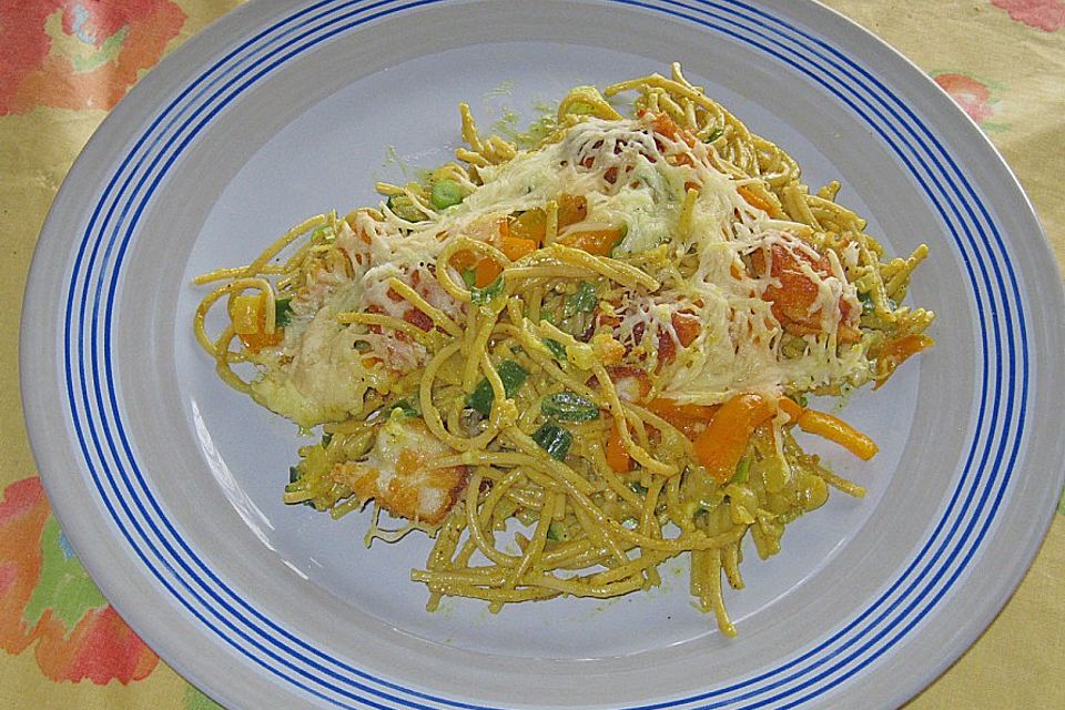 Fischstäbchen - Spaghetti - Auflauf