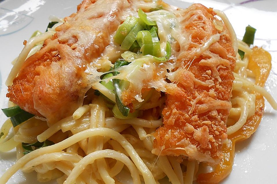 Fischstäbchen - Spaghetti - Auflauf