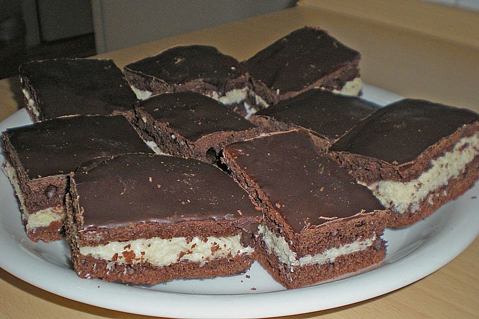 Schokobiskuitroulade mit Kokoscreme gefüllt