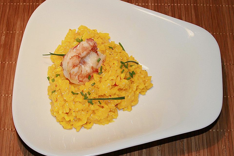 Safranrisotto mit Riesengarnelen