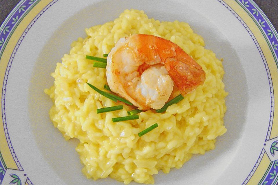 Safranrisotto mit Riesengarnelen