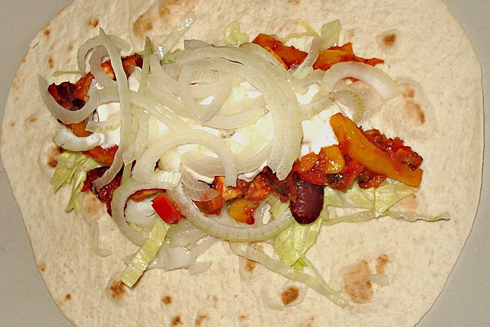 Feurige Hähnchen - Tortillas