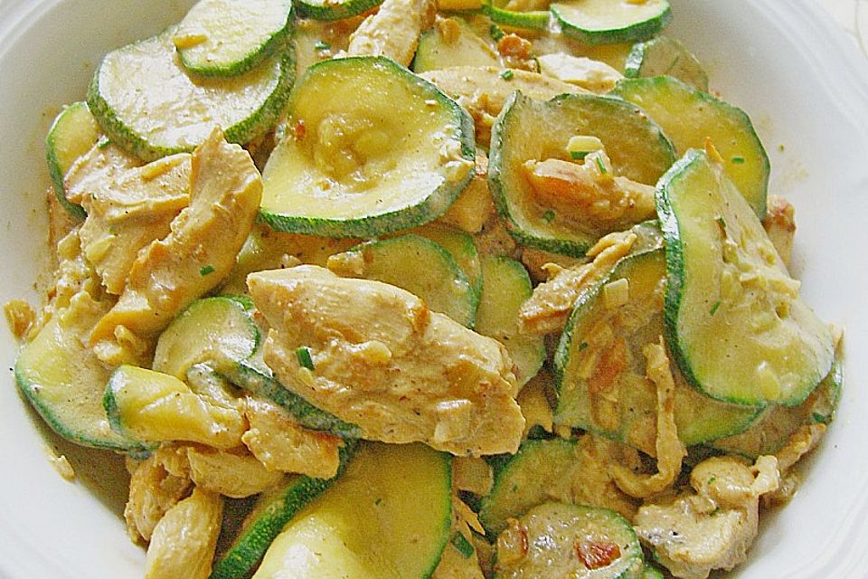 Schnelle Hähnchenbrust - Zucchini - Pfanne