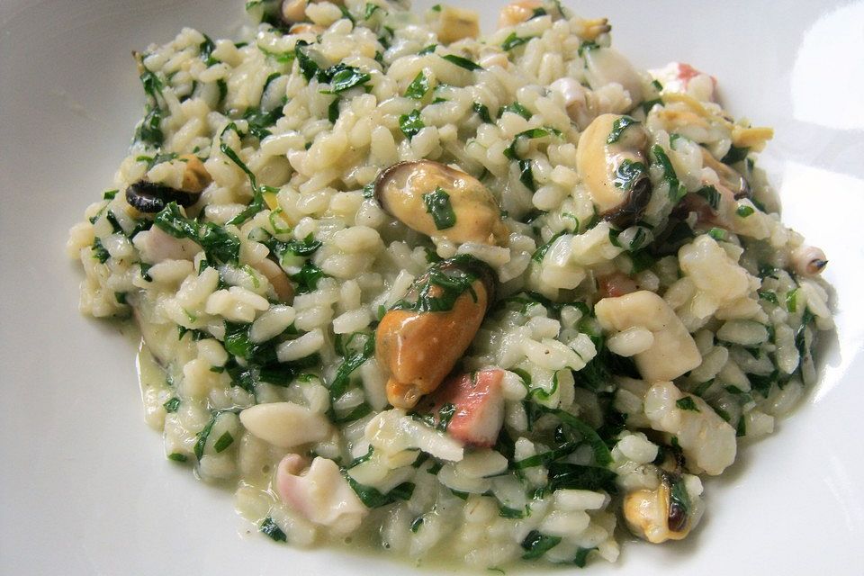 Meeresfrüchte-Risotto mit Bärlauch