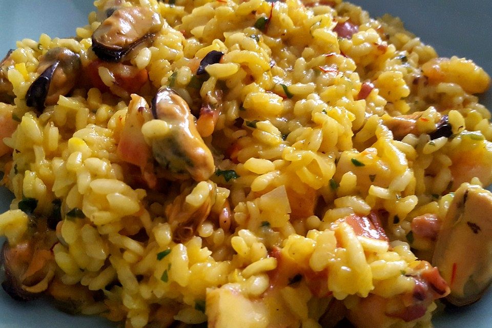 Meeresfrüchte-Risotto mit Bärlauch