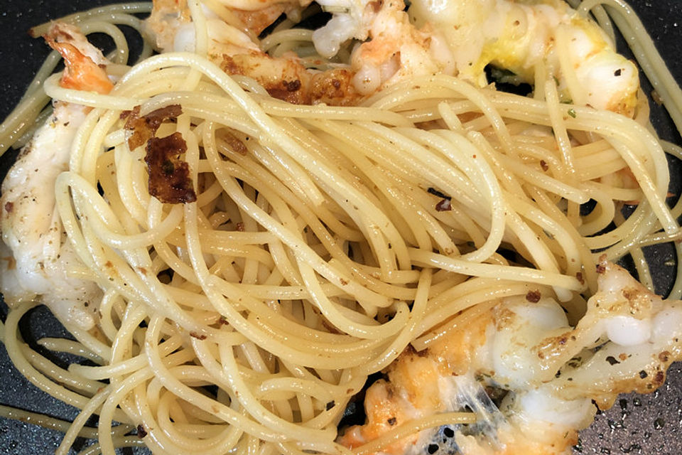 Spaghetti mit Garnelen