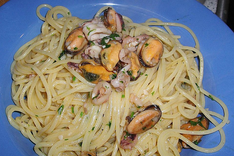 Spaghetti mit Garnelen