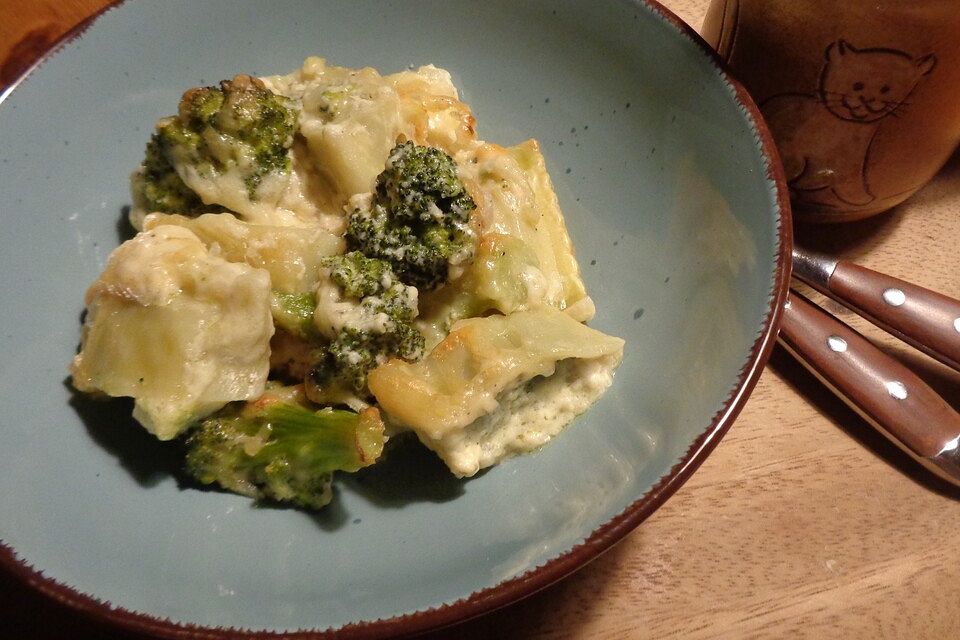 Überbackene Maultaschen mit Schmelzkäse