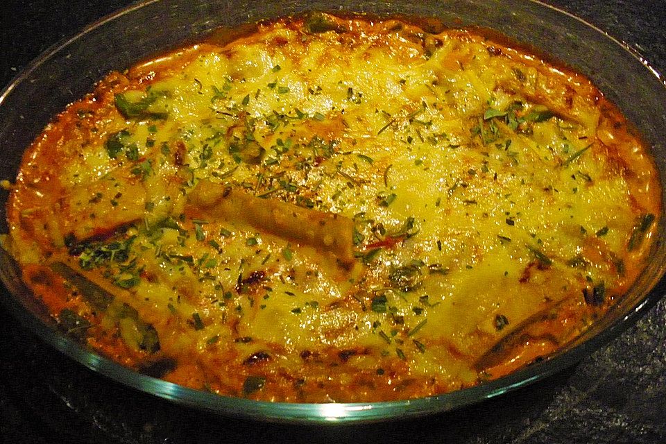 Überbackene Maultaschen mit Schmelzkäse