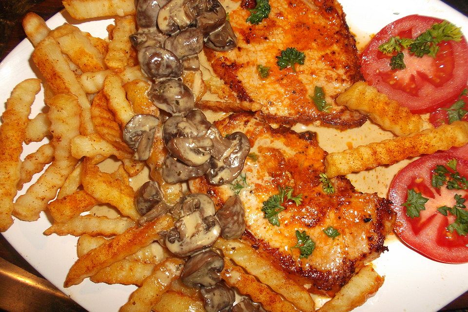 Champignon - Zwiebel - Rahm - Schnitzel