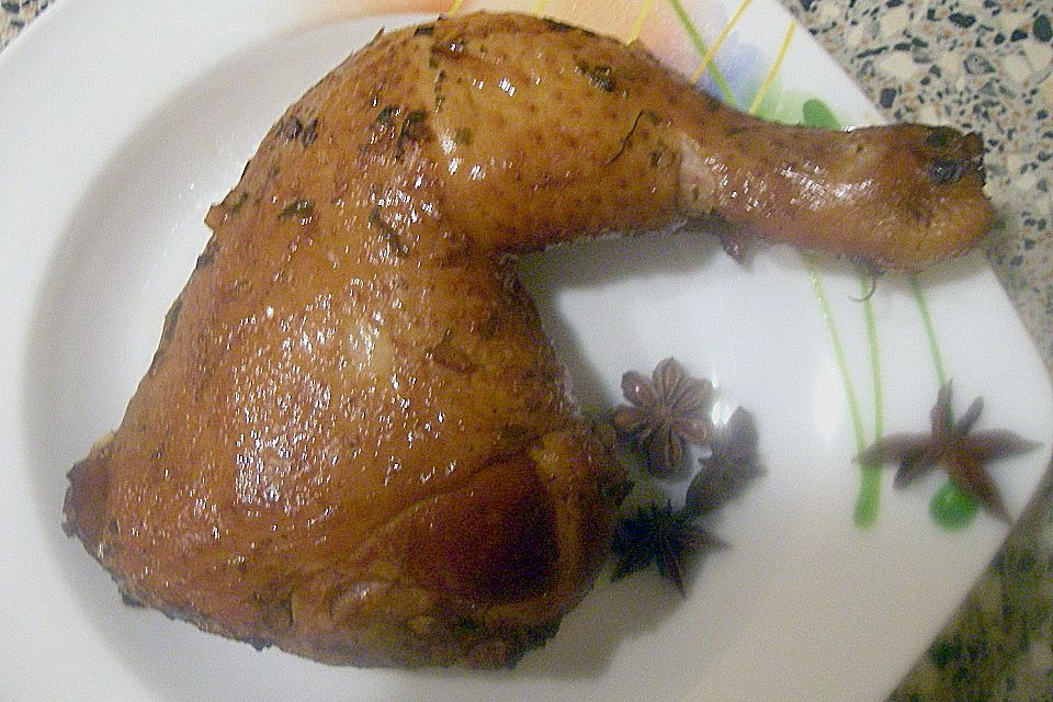 Asiatisches Fünf - Kräuter - Räucherhuhn