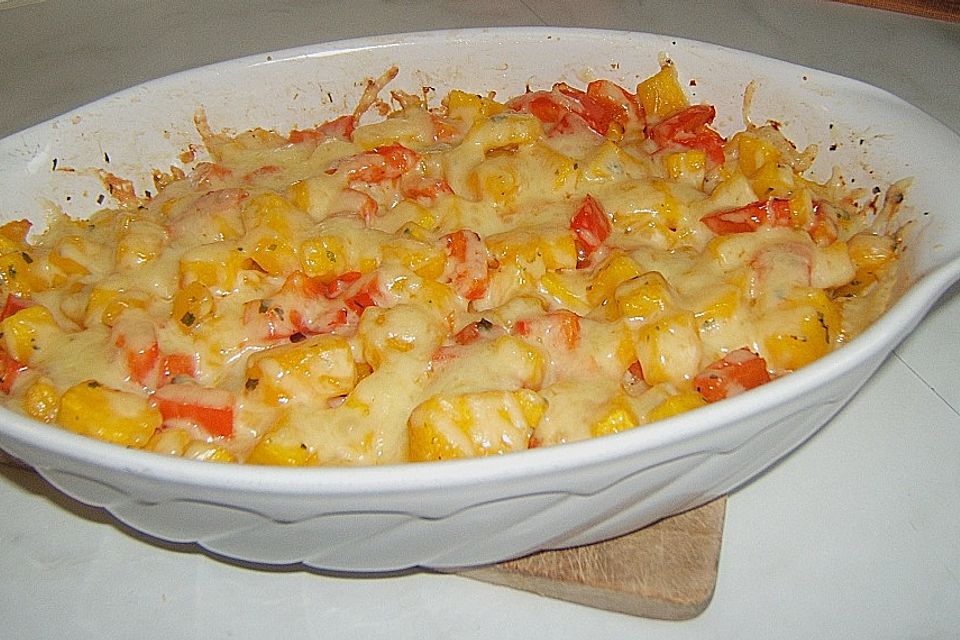 Kürbis-Paprika-Gratin