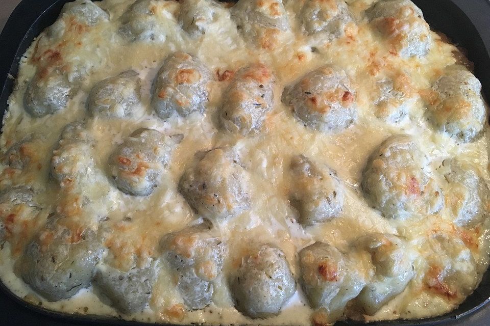 Knödel-Sauerkraut-Auflauf