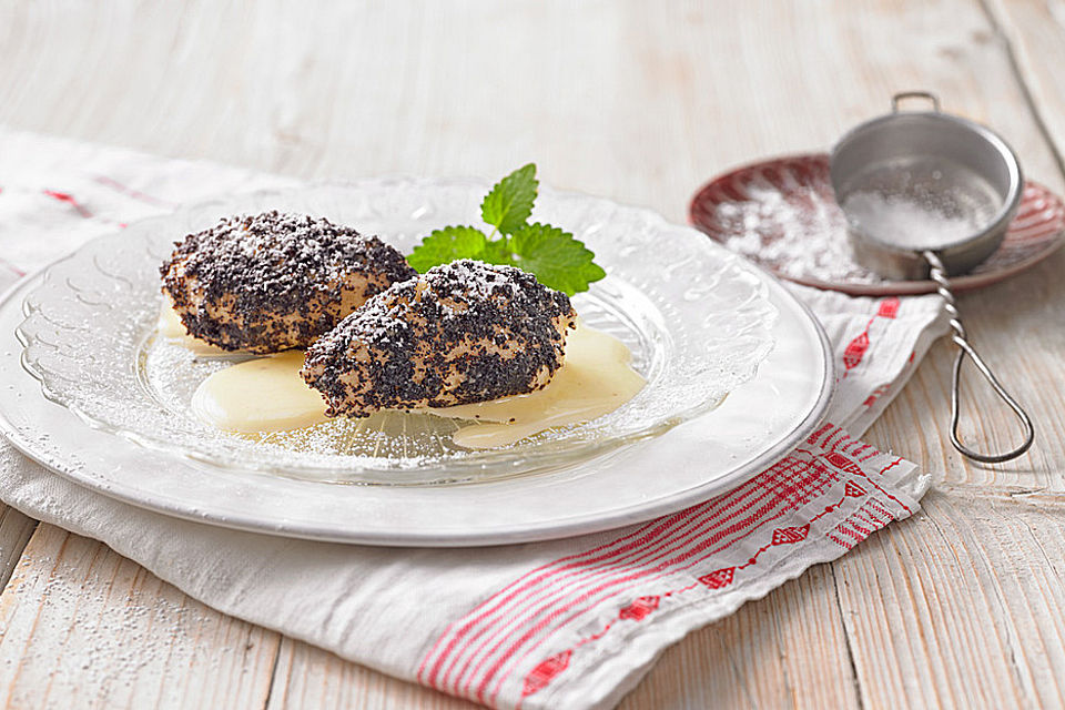 Apfel - Topfennocken mit Mohn