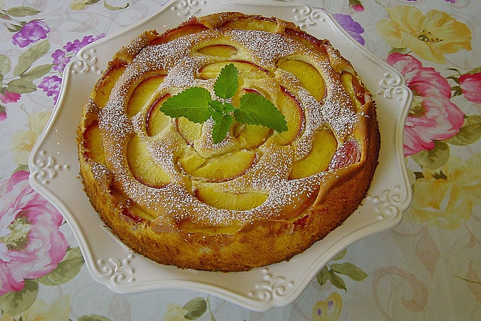 Quarkkuchen mit Pfirsich