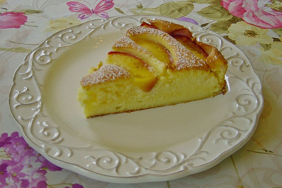 Quarkkuchen mit Pfirsich