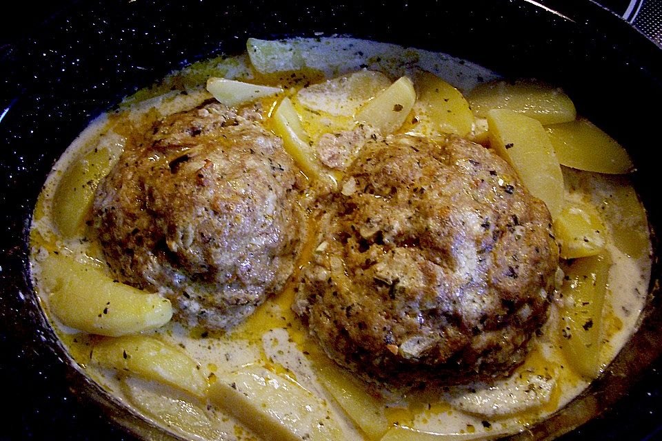 Hackbraten im Kartoffelbett