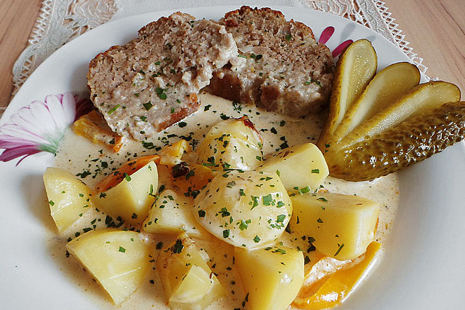 Hackbraten im Kartoffelbett