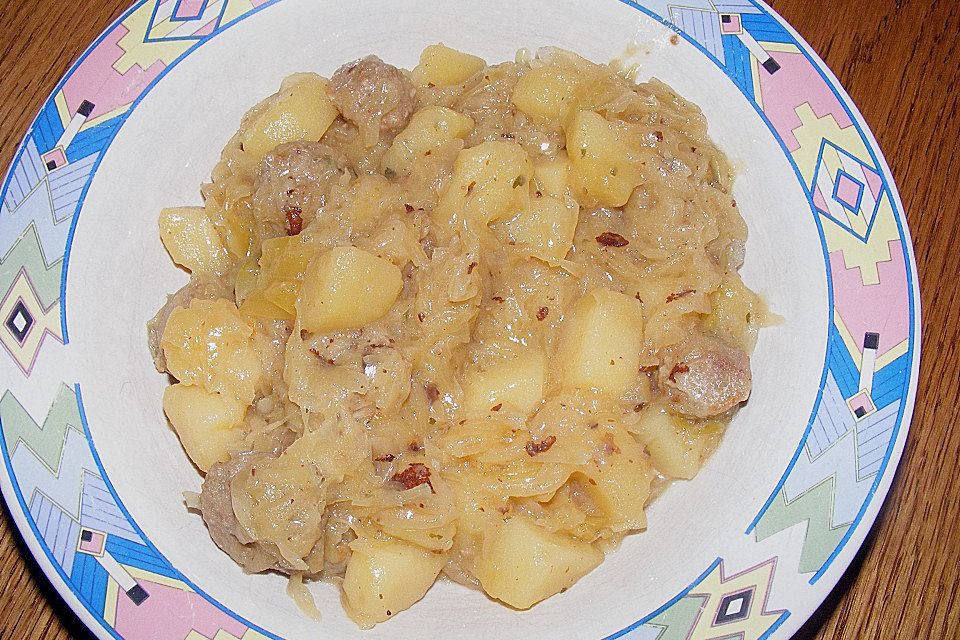 Bratwurst-Sauerkraut-Pfanne