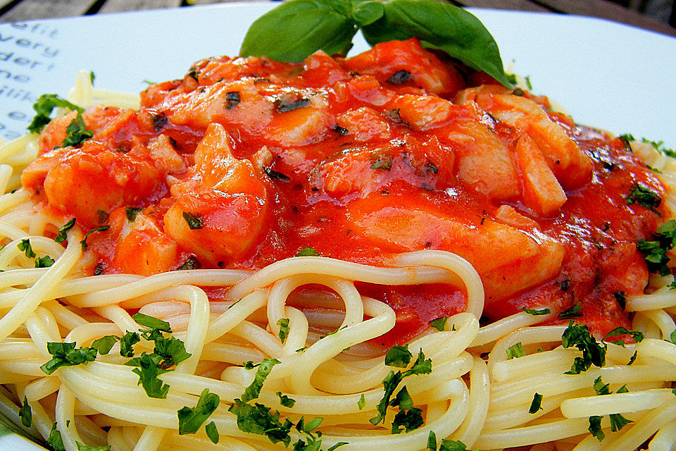 Spaghetti mit Dorsch - Soße