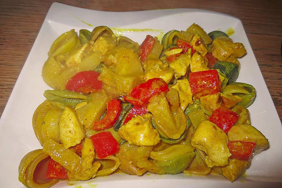 Ananashühnchen in Currysauce