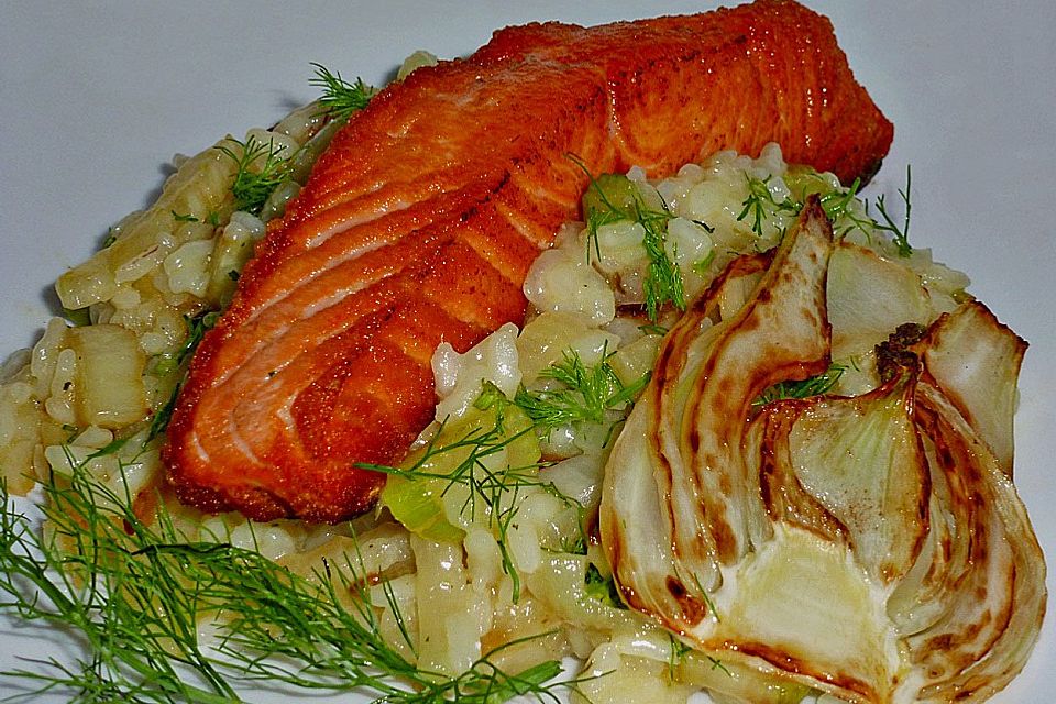 Fenchelrisotto mit Lachs