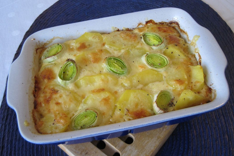 Kartoffelgratin mit Lauch