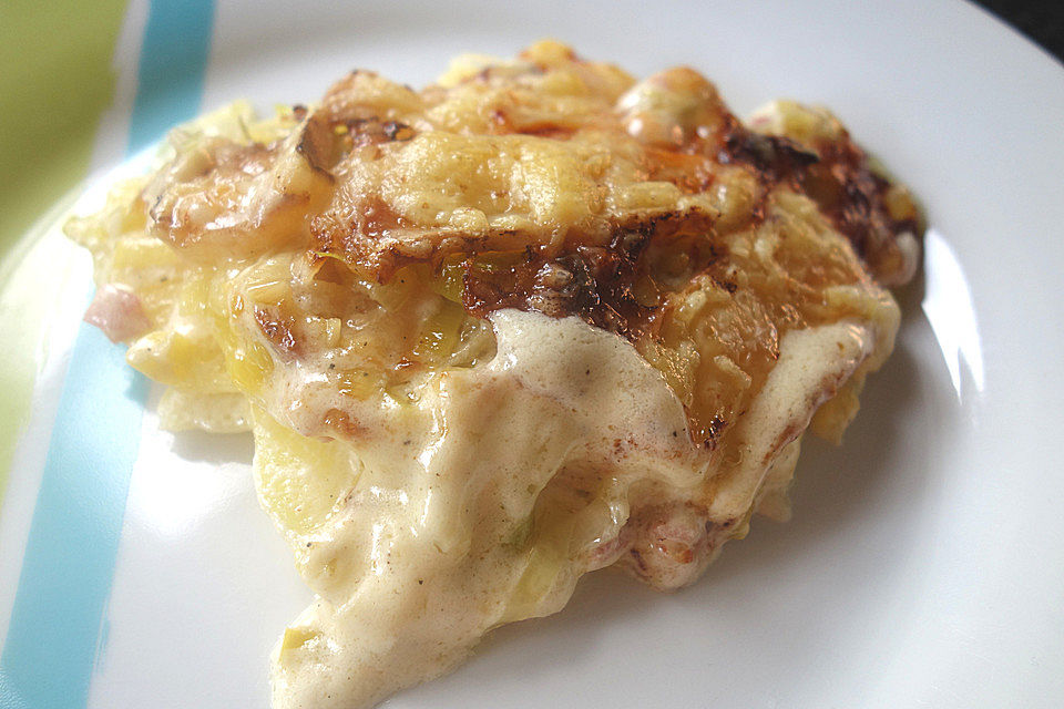 Kartoffelgratin mit Lauch