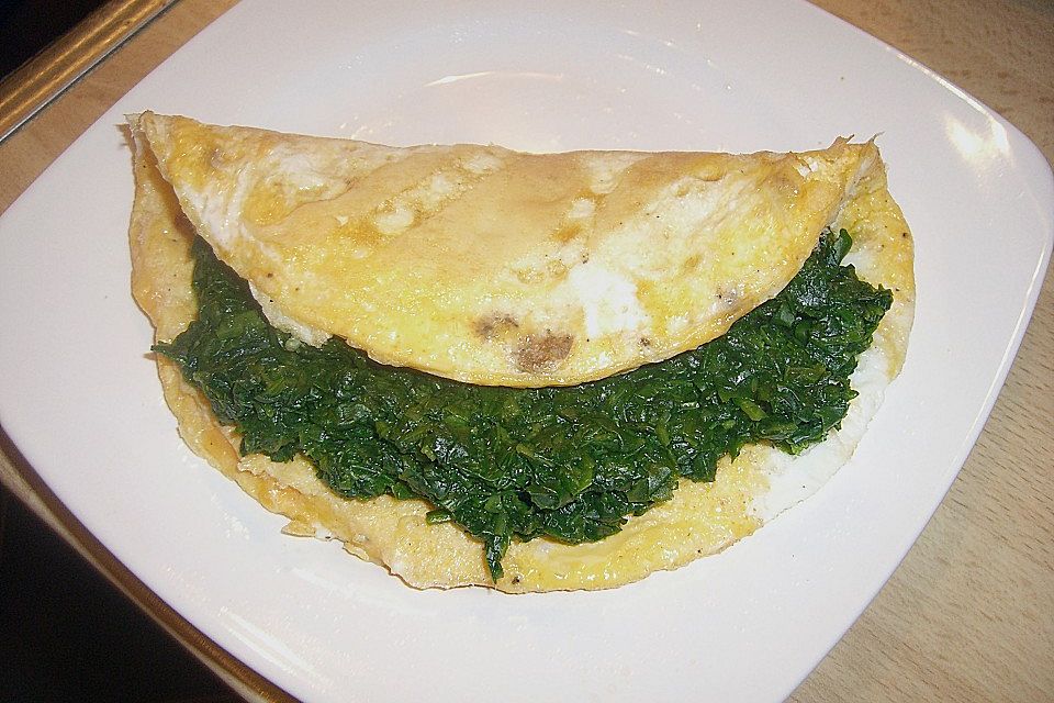 Spinat - Omelette mit Frischkäse