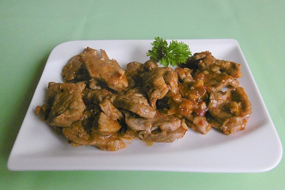 Geschnetzeltes Schweinefilet, indonesisch