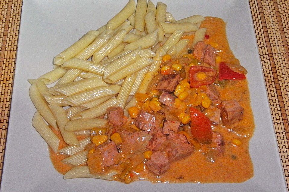 Leberkäse - Ragout mit Gemüse