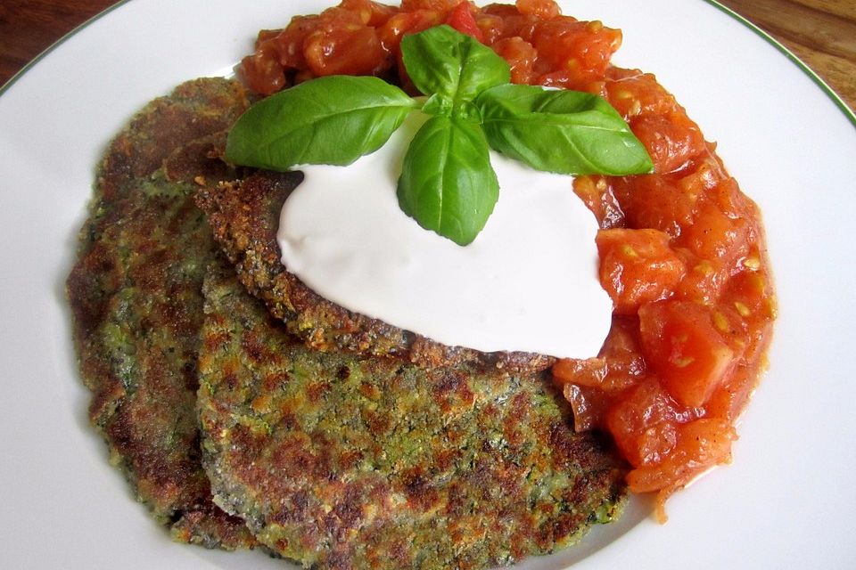 Mohn - Zucchinifrikadellen mit Zimttomaten