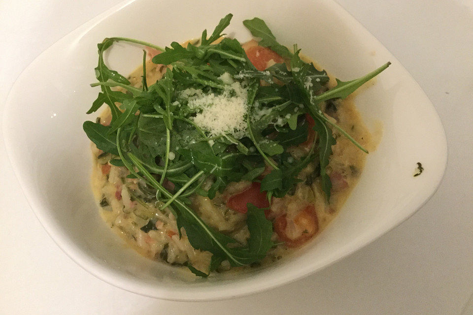 Rucola-Risotto mit Schinken