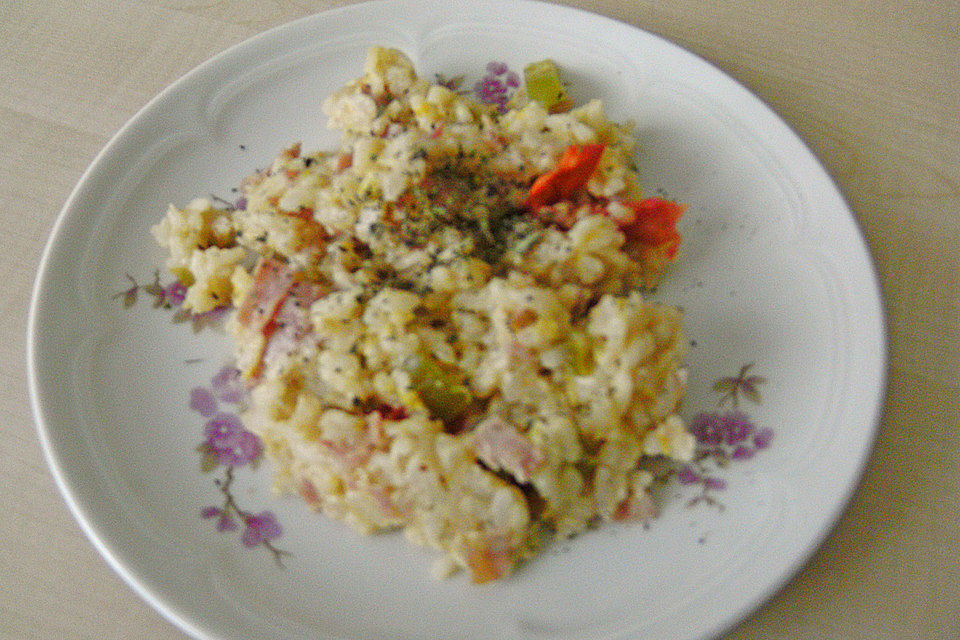 Rucola-Risotto mit Schinken