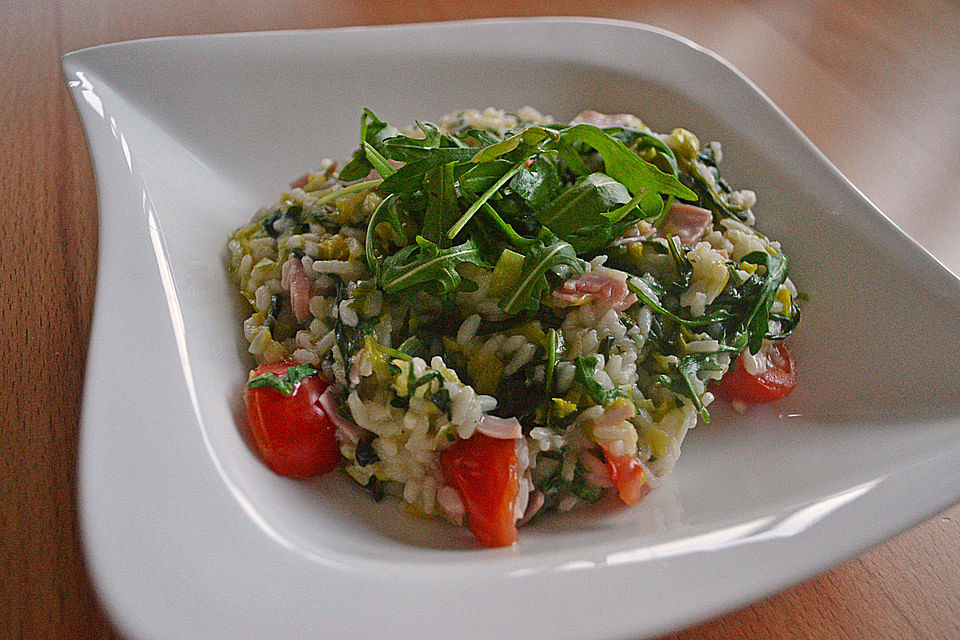 Rucola-Risotto mit Schinken