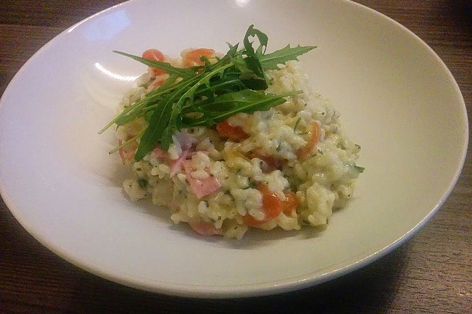 Rucola-Risotto mit Schinken