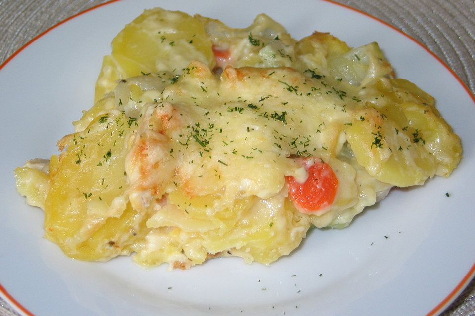 Kohlrabigratin mit Hähnchen