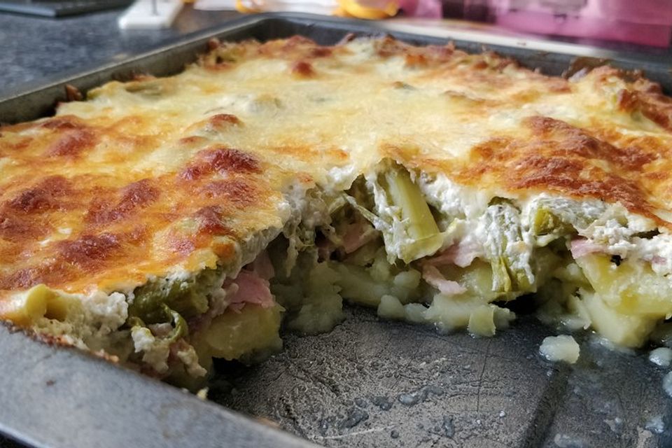 Kartoffelauflauf mit Spargel