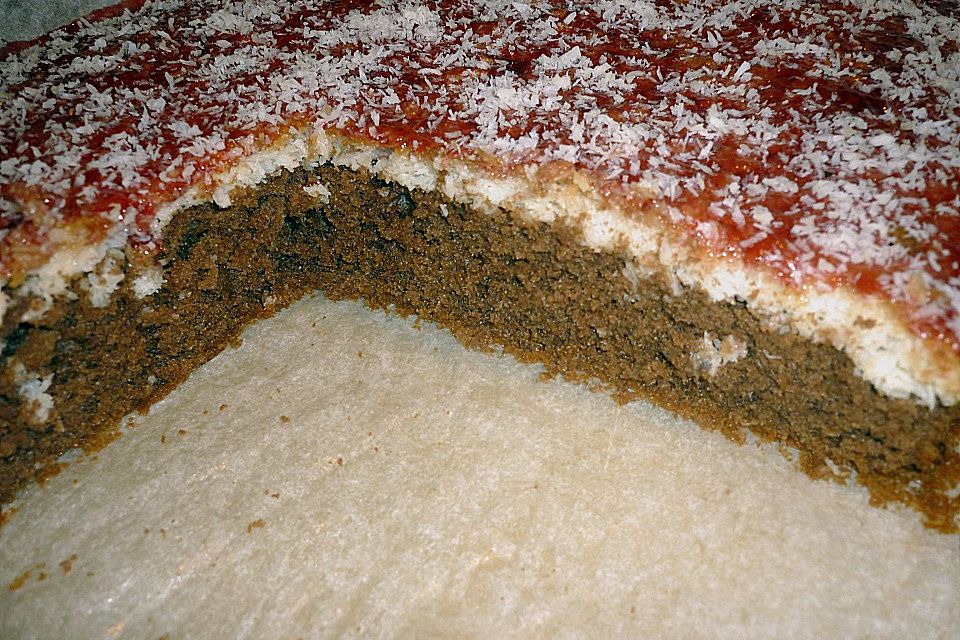 Kakaokuchen mit Kokosbelag